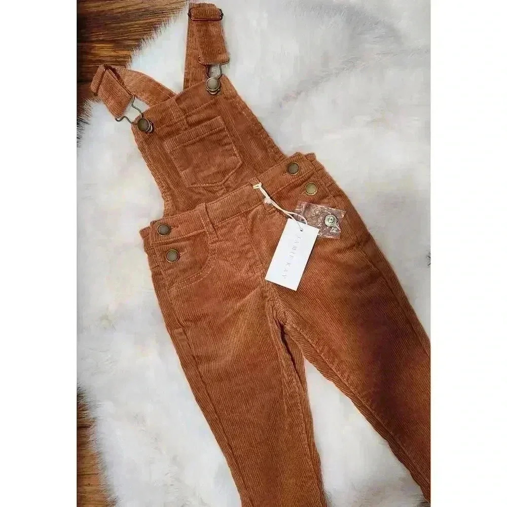 New With Tag Jamie Kay Brown Corduroy overalls size 6-12 Months Unisex - D4
